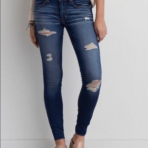 dark wash distressed jeans